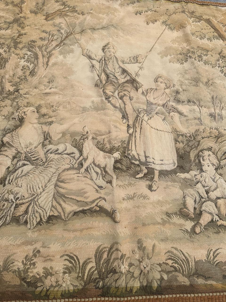 Schöner französischer Jacquard-Wandteppich im Aubusson-Stil im Vintage-Stil im Angebot 11