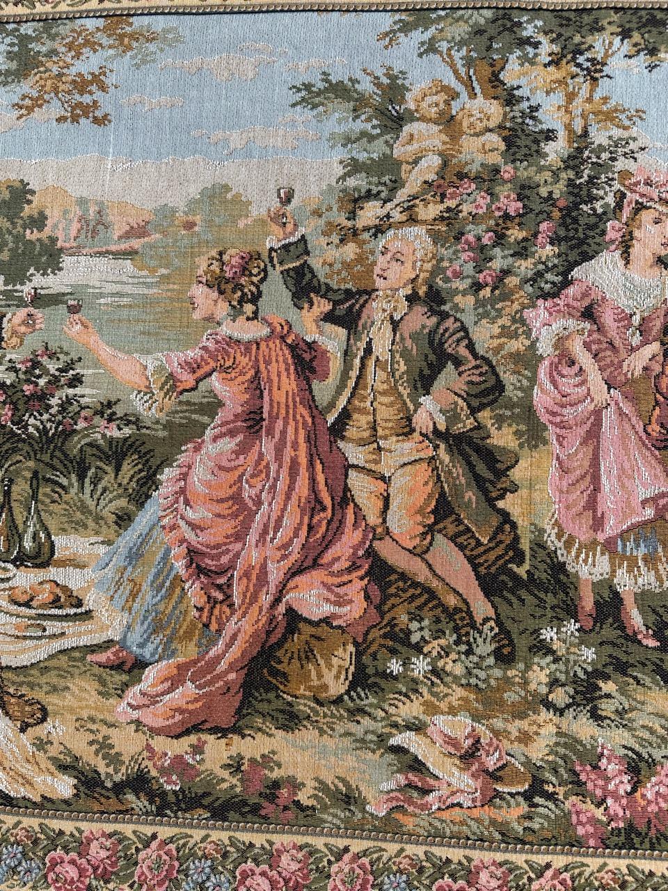 Machine-Made Bobyrug’s Pretty vintage French Jacquard Tapestry Aubusson style  For Sale