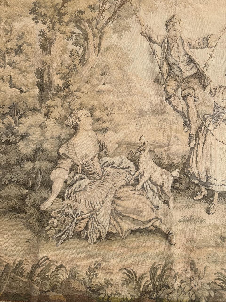 Schöner französischer Jacquard-Wandteppich im Aubusson-Stil im Vintage-Stil (Französisch) im Angebot