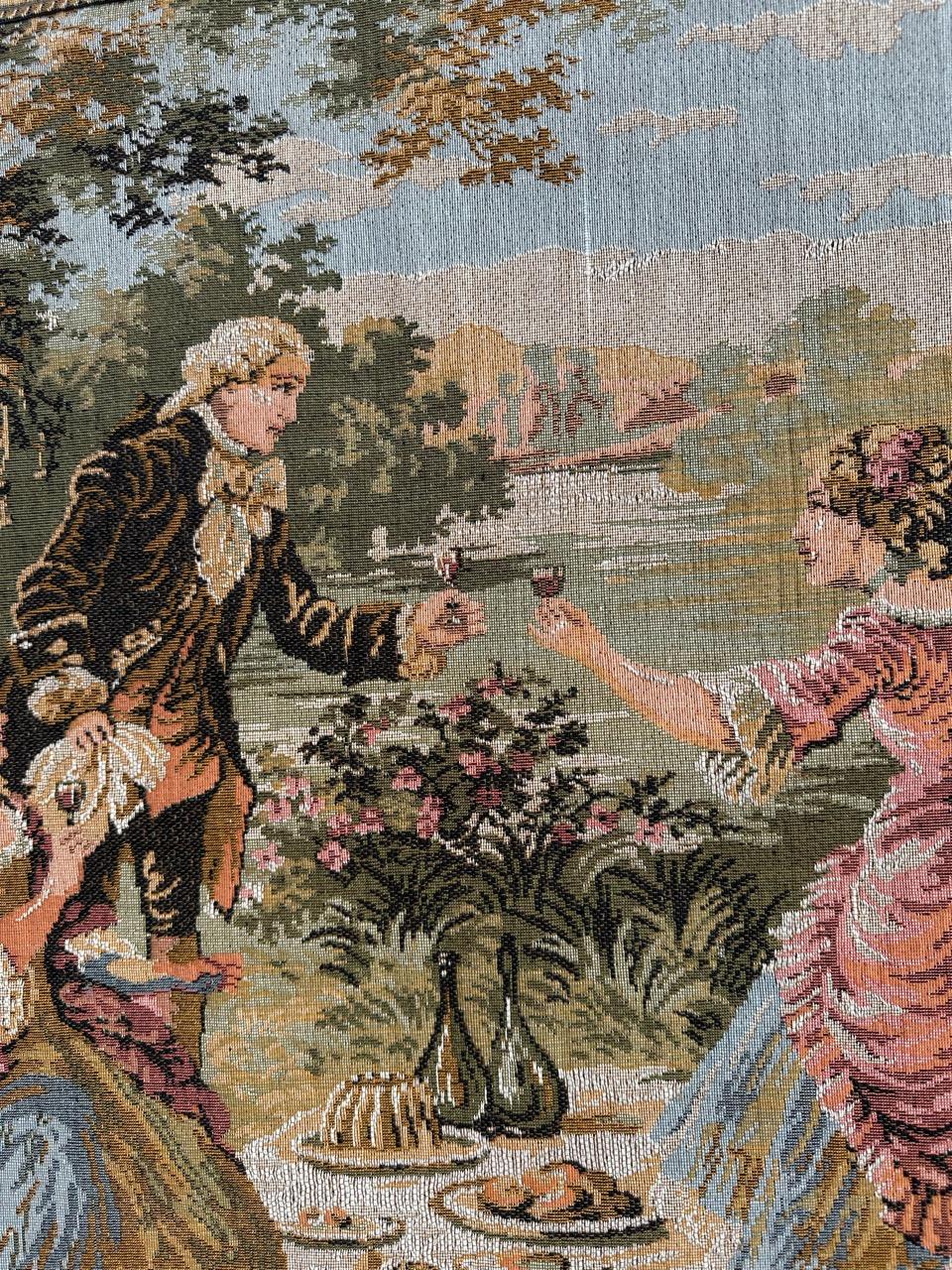 Cotton Bobyrug’s Pretty vintage French Jacquard Tapestry Aubusson style  For Sale