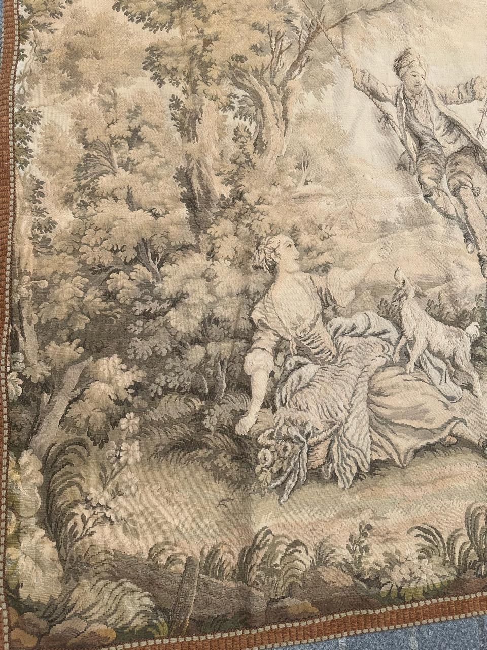 Schöner französischer Jacquard-Wandteppich im Aubusson-Stil im Vintage-Stil (20. Jahrhundert) im Angebot