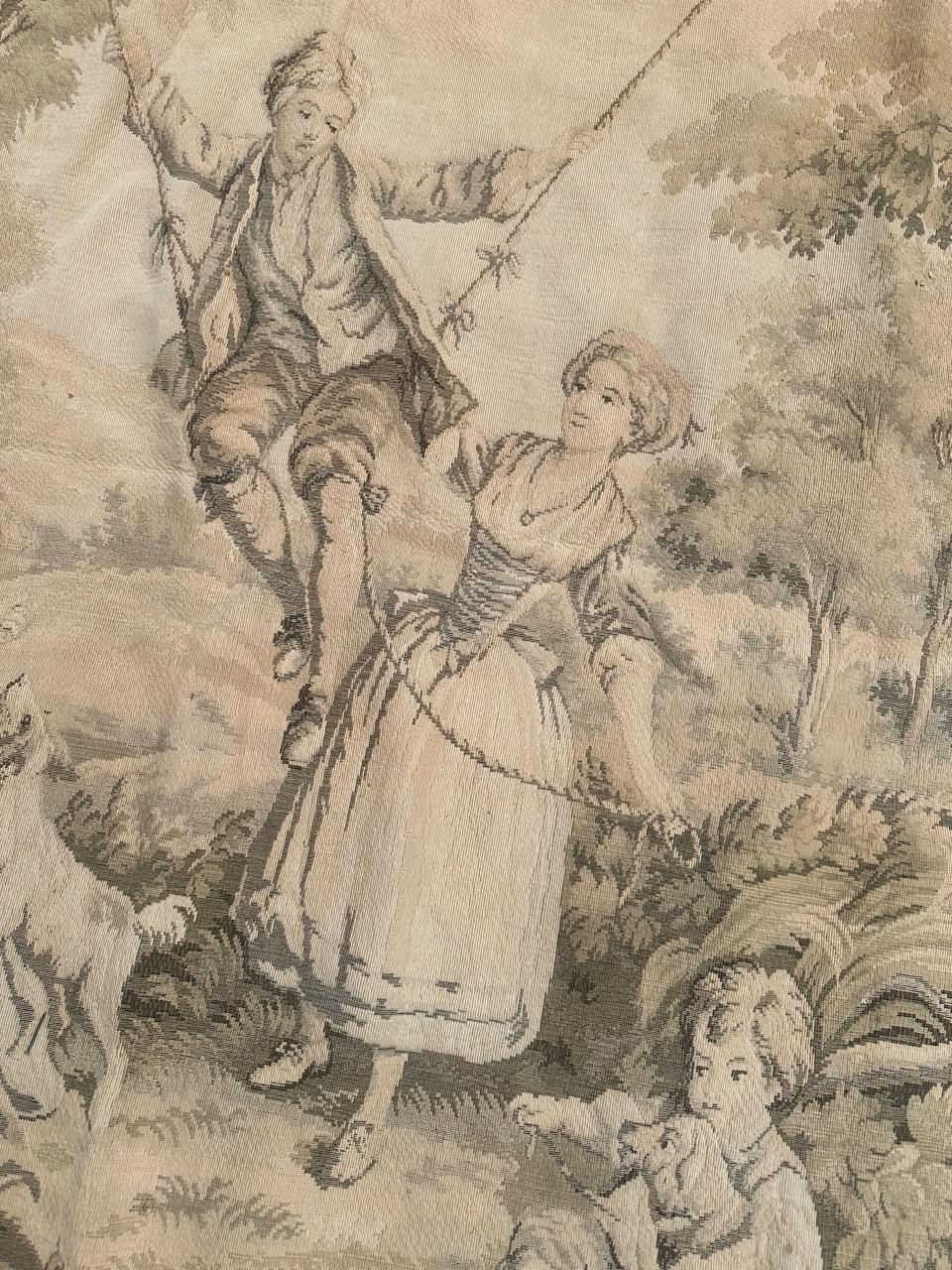 Schöner französischer Jacquard-Wandteppich im Aubusson-Stil im Vintage-Stil (Wolle) im Angebot