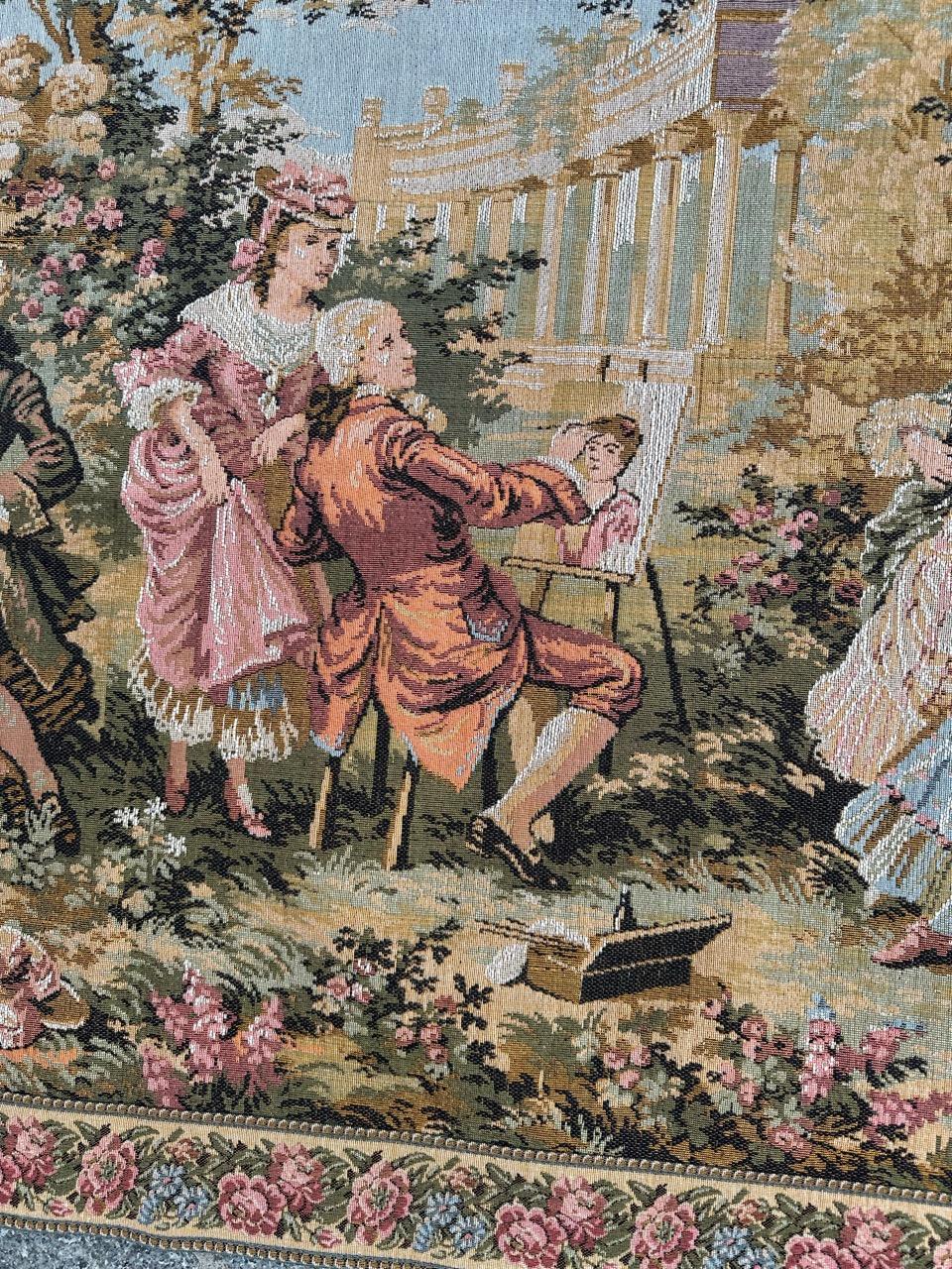 Bobyrug’s Pretty vintage French Jacquard Tapestry Aubusson style  For Sale 2