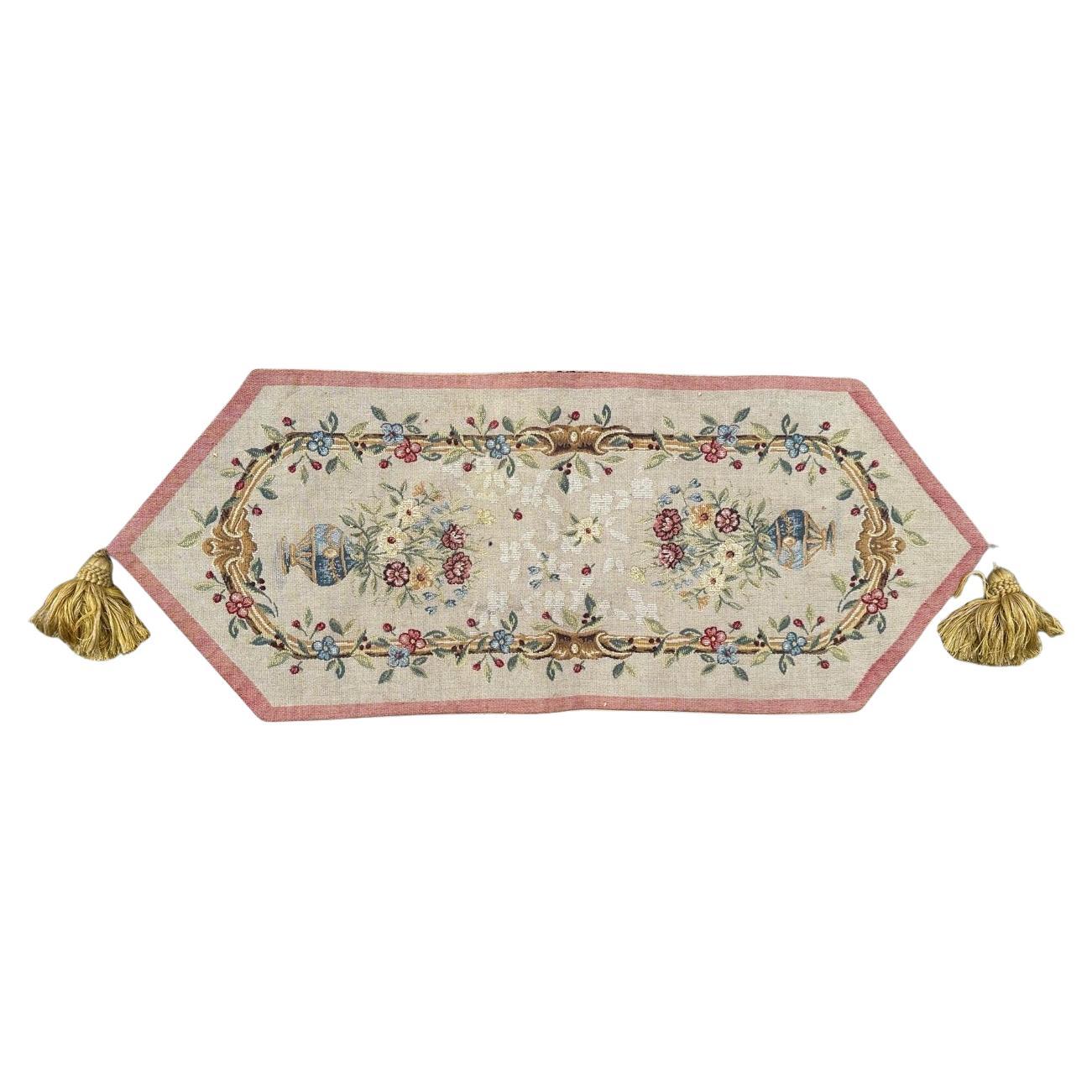 Bonito tapiz francés vintage de jacquard estilo Aubusson