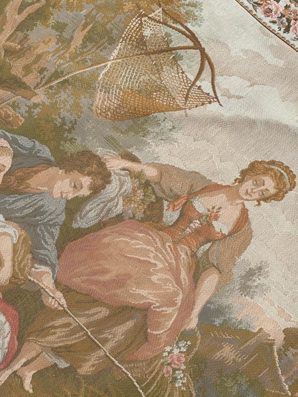 Hübscher französischer Jacquard-Wandteppich im Vintage-Stil 