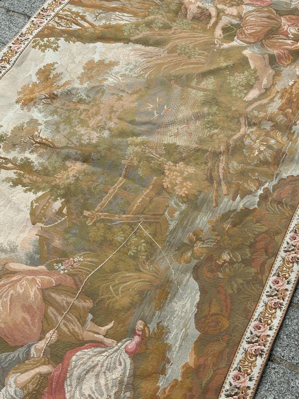 Hübscher französischer Jacquard-Wandteppich im Vintage-Stil 