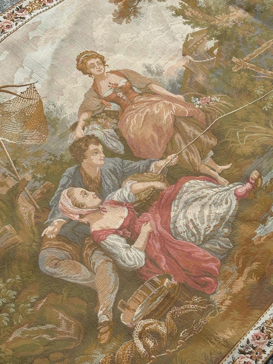 Hübscher französischer Jacquard-Wandteppich im Vintage-Stil 