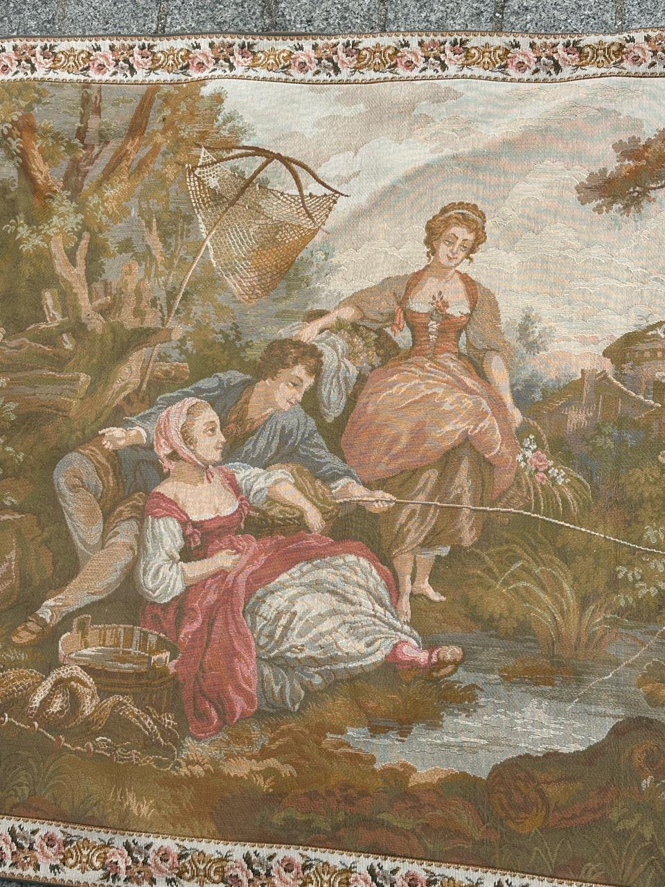 Hübscher französischer Jacquard-Wandteppich im Vintage-Stil 