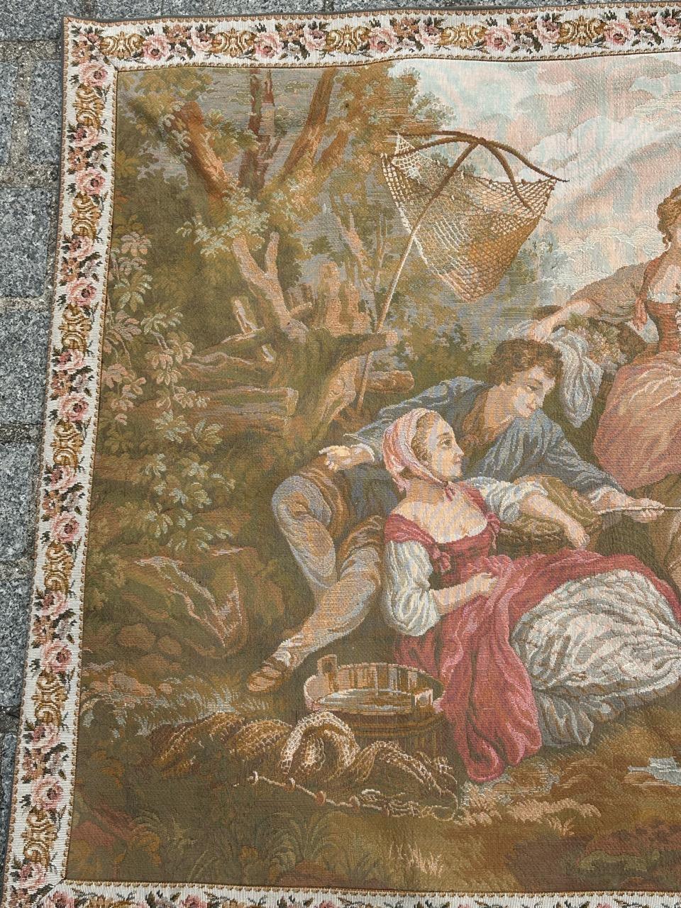 Hübscher französischer Jacquard-Wandteppich im Vintage-Stil 