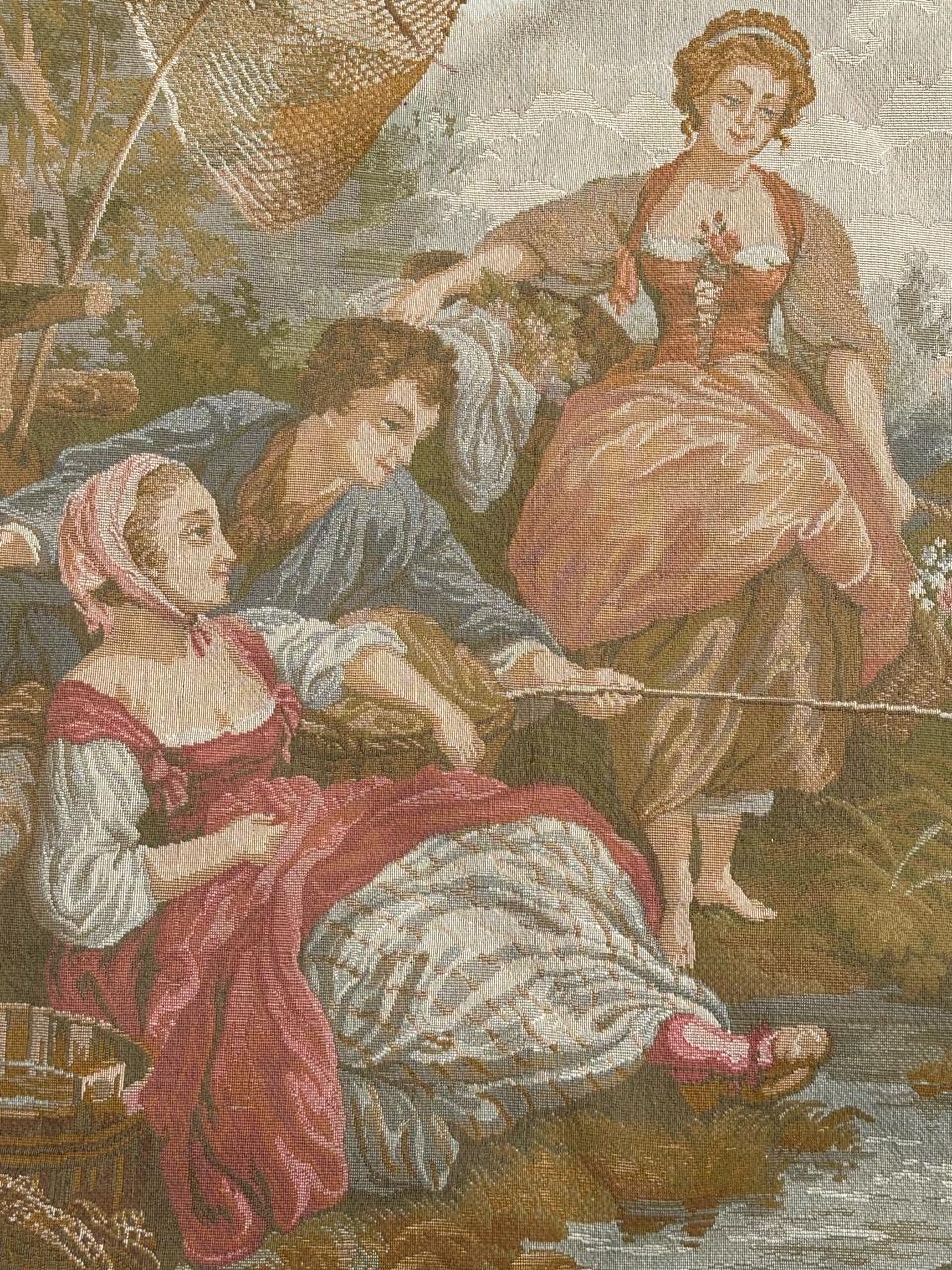 Hübscher französischer Jacquard-Wandteppich im Vintage-Stil 