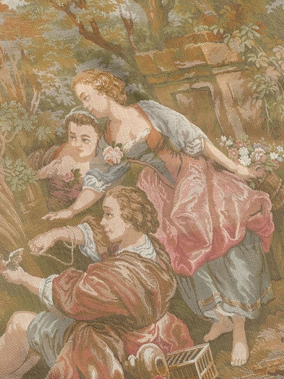 Hübscher französischer Jacquard-Wandteppich im Vintage-Stil 