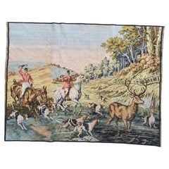 pretty vintage French jacquard tapestry « hunt with hounds » pretty vintage French jacquard tapestry « hunt with hounds »