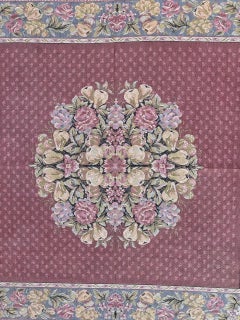 Pretty vintage French jacquard tapestry, tablecloth