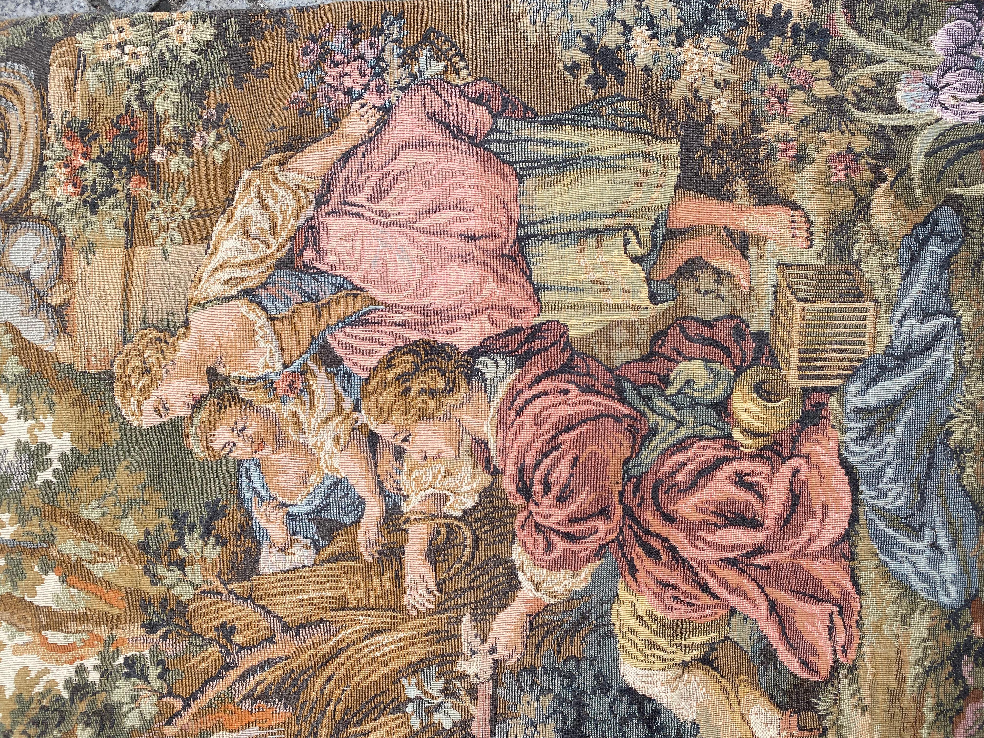 Aubusson Bobyrug’s Pretty Vintage French Jaquar Tapestry For Sale