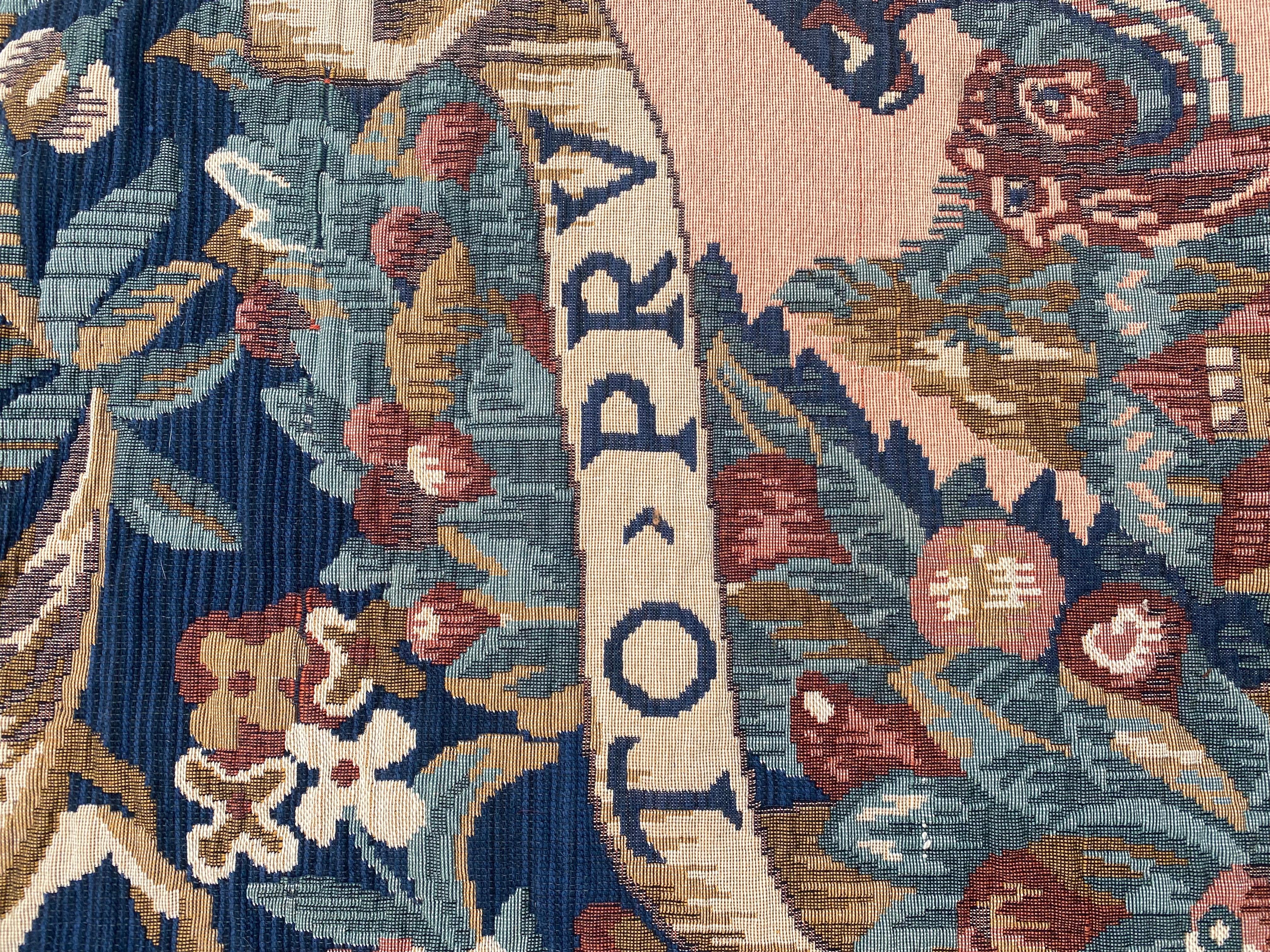 Machine-Made Bobyrug’s Pretty Vintage French Jaquar Tapestry For Sale