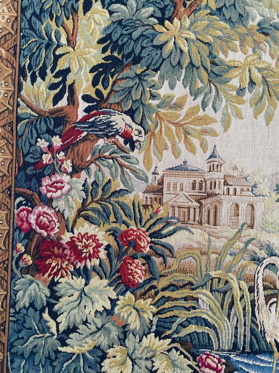 Machine-Made Pretty Vintage French Jaquar Tapestry