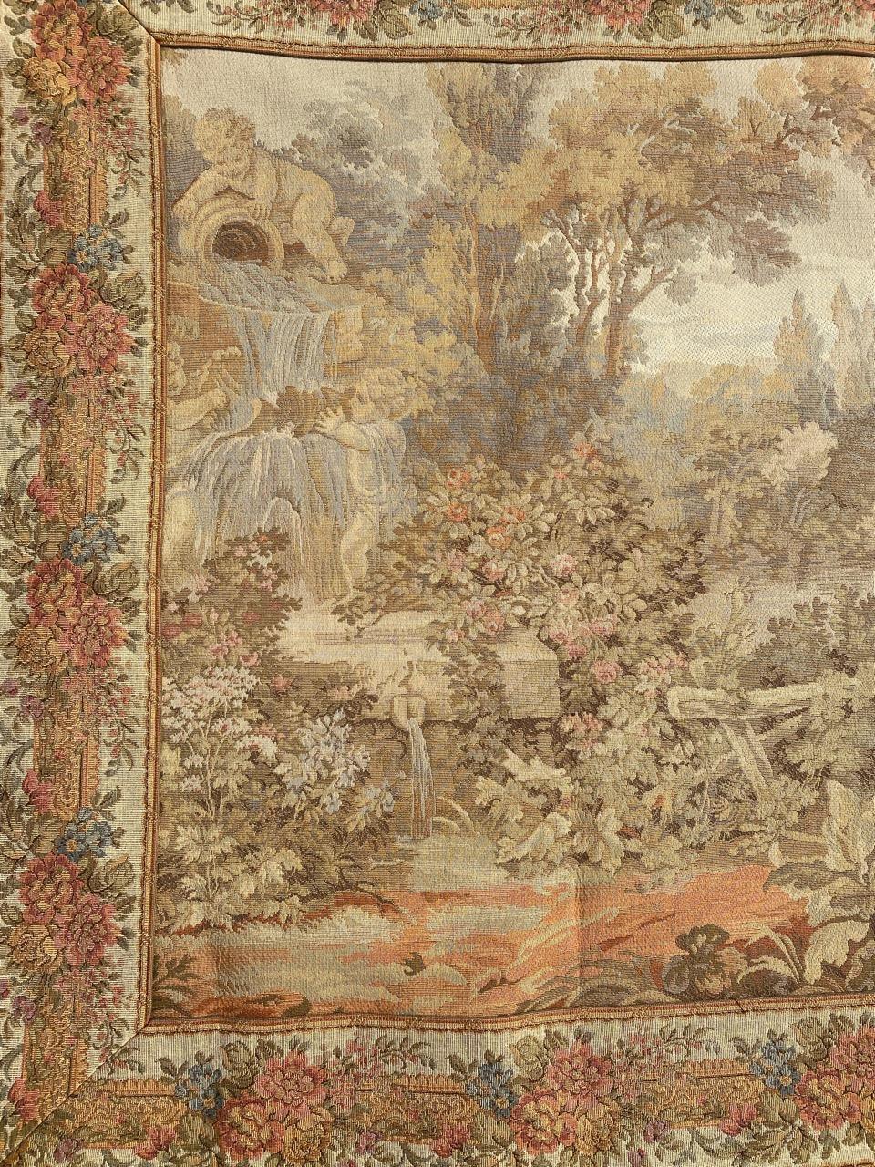 Machine-Made Bobyrug’s Pretty Vintage French Jaquar Tapestry For Sale