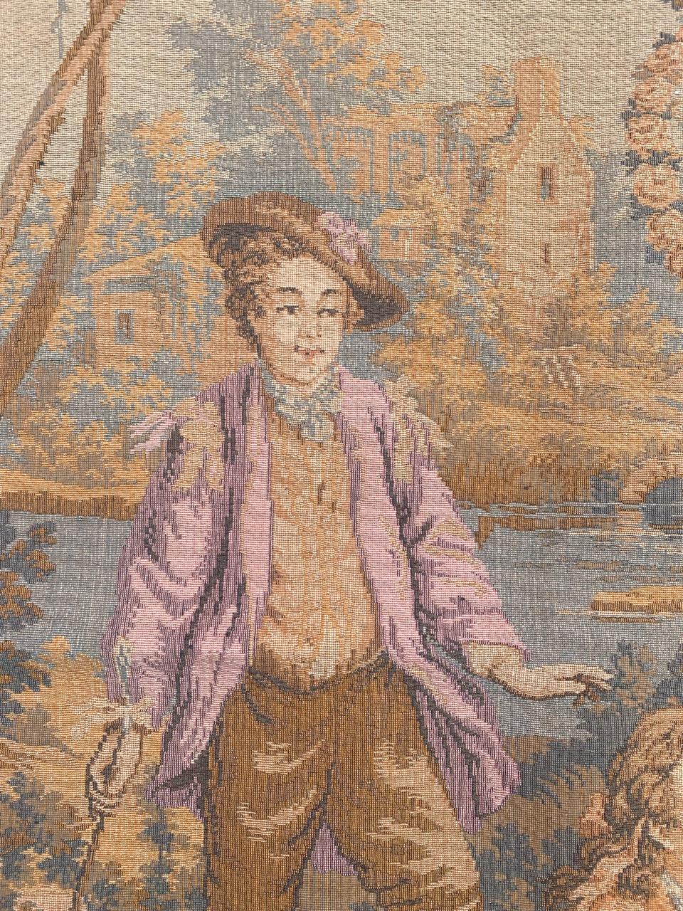 Bobyrugs hübscher französischer Jaquar-Wandteppich im Vintage-Stil (20. Jahrhundert) im Angebot