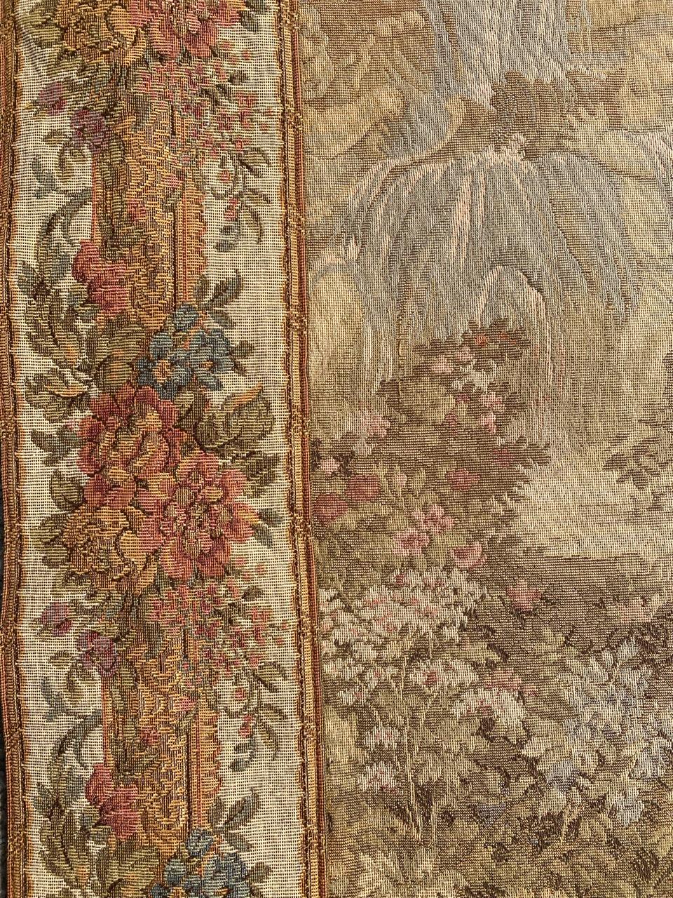 Wool Bobyrug’s Pretty Vintage French Jaquar Tapestry For Sale