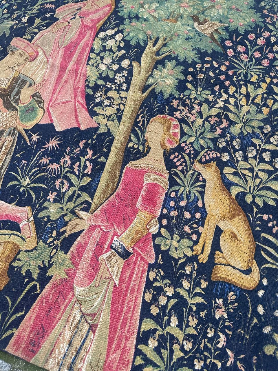 hübsche Vintage Französisch mittelalterlichen Design Siebdruck Wandteppich 