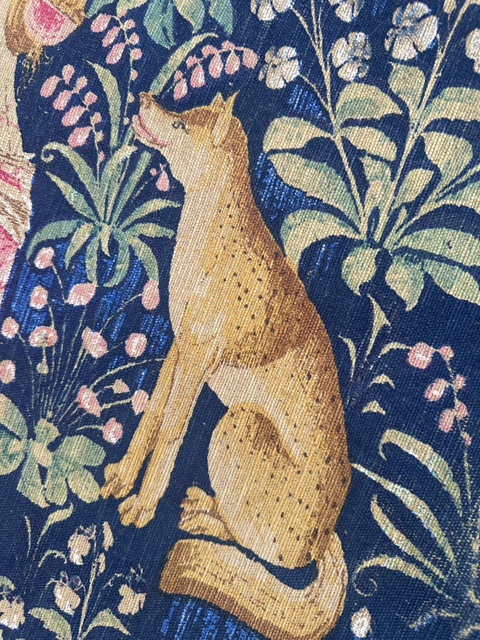 hübsche Vintage Französisch mittelalterlichen Design Siebdruck Wandteppich 