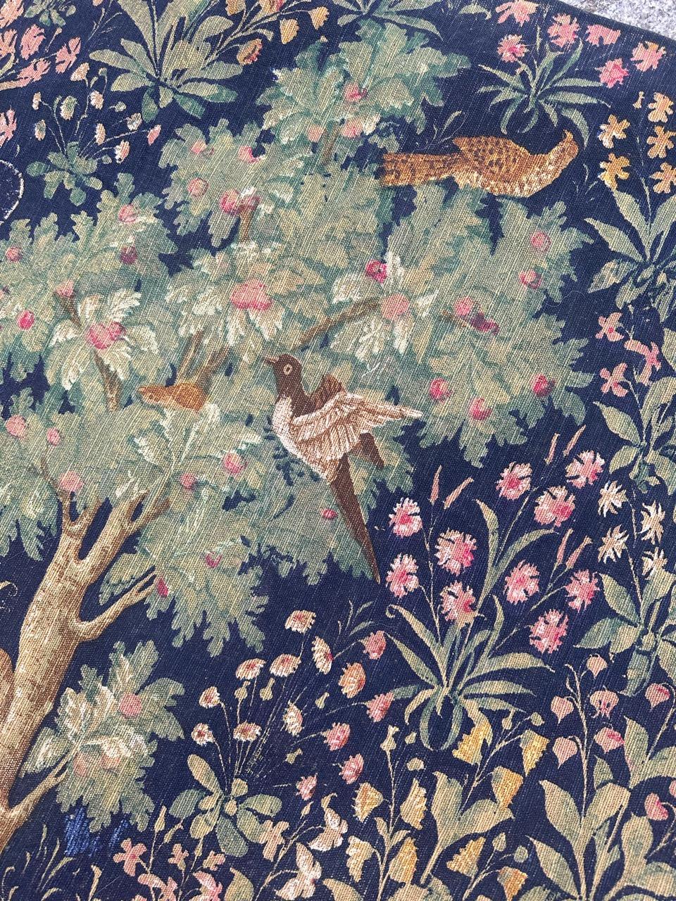 hübsche Vintage Französisch mittelalterlichen Design Siebdruck Wandteppich 