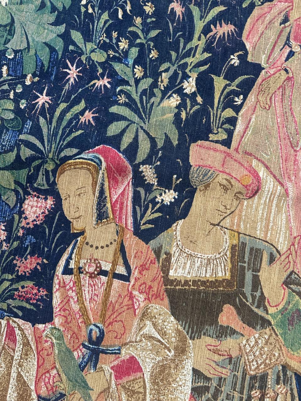 hübsche Vintage Französisch mittelalterlichen Design Siebdruck Wandteppich 