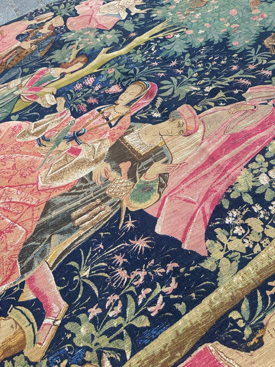 hübsche Vintage Französisch mittelalterlichen Design Siebdruck Wandteppich 