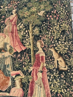 hübsche Vintage Französisch mittelalterlichen Design Siebdruck Wandteppich "galanten Parteien"