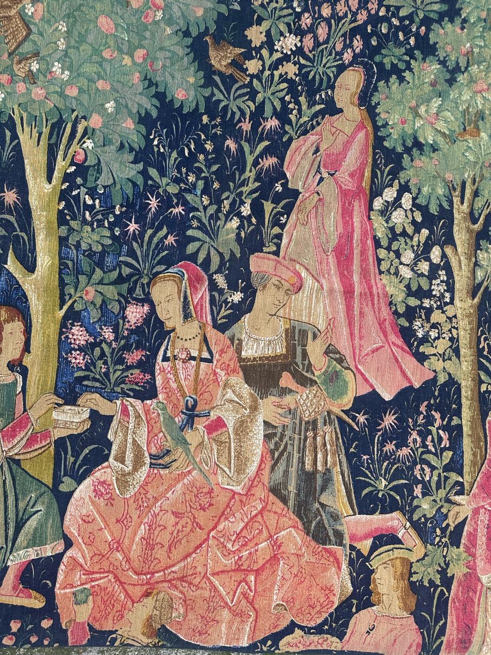 hübsche Vintage Französisch mittelalterlichen Design Siebdruck Wandteppich 