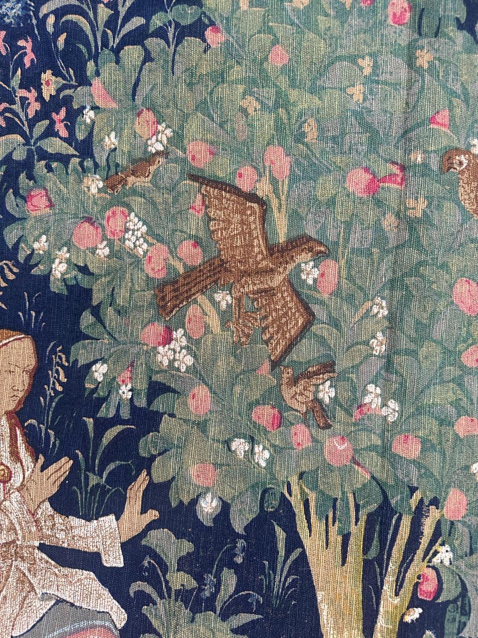 hübsche Vintage Französisch mittelalterlichen Design Siebdruck Wandteppich 