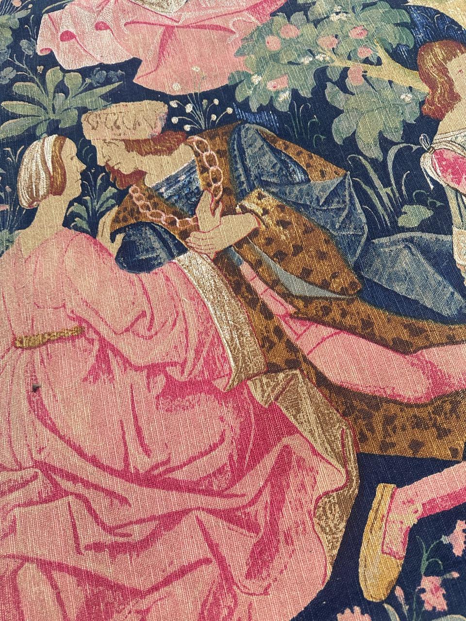 hübsche Vintage Französisch mittelalterlichen Design Siebdruck Wandteppich 