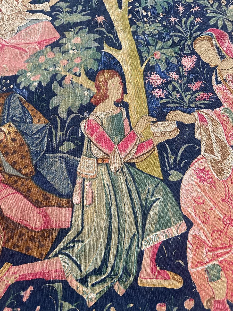 hübsche Vintage Französisch mittelalterlichen Design Siebdruck Wandteppich 