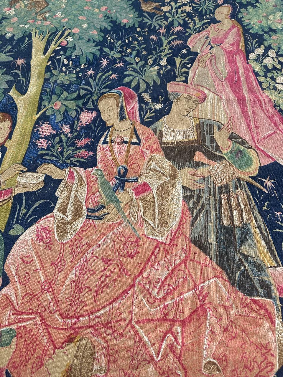 hübsche Vintage Französisch mittelalterlichen Design Siebdruck Wandteppich 