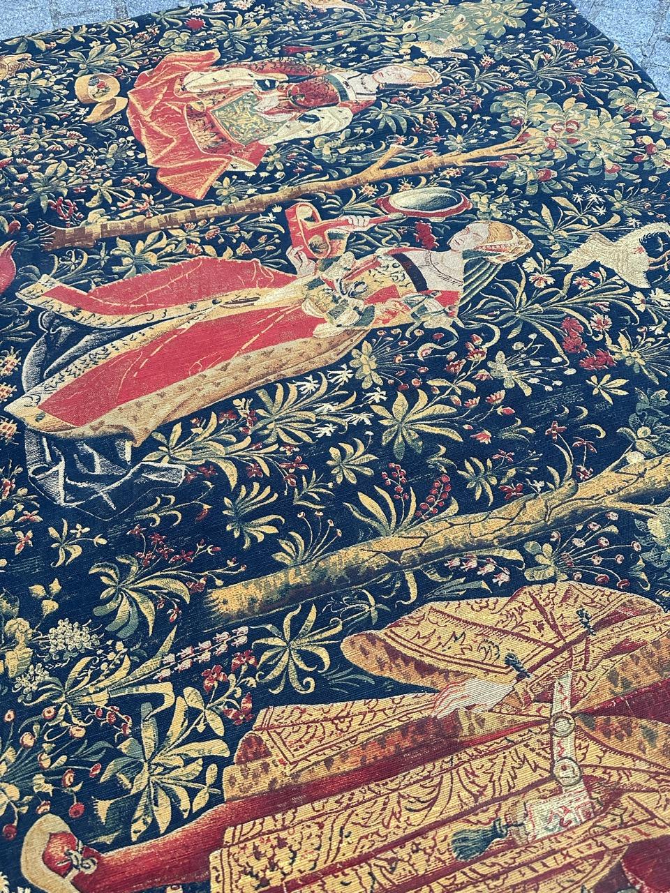 bonito tapiz serigrafiado vintage de diseño medieval francés 