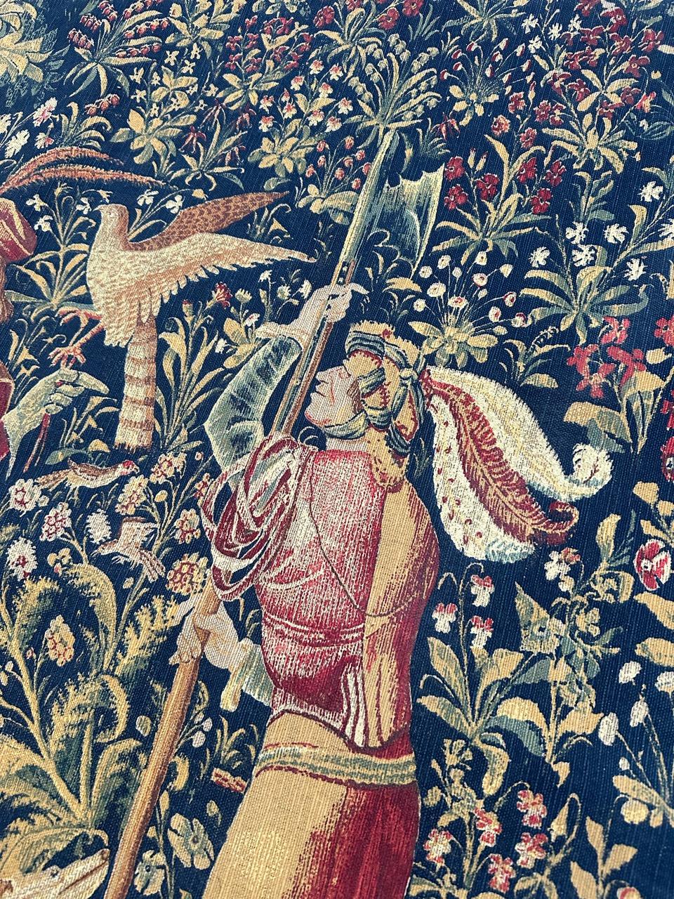 bonito tapiz serigrafiado vintage de diseño medieval francés 