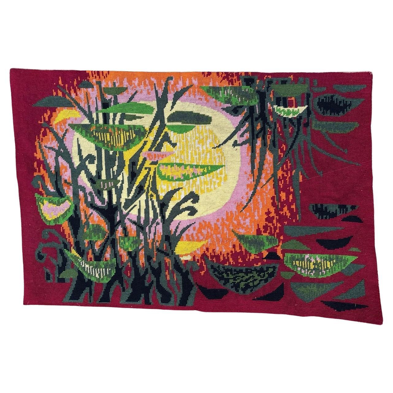 Bonito tapiz de punto de aguja de diseño moderno francés vintage estilo Aubusson