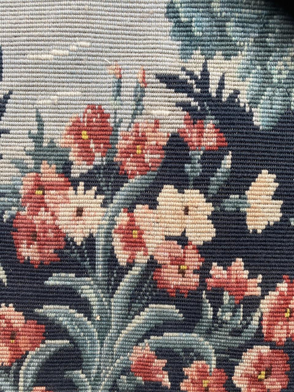 Bobyrug’s Pretty Vintage French Needlepoint Tapestry For Sale 9