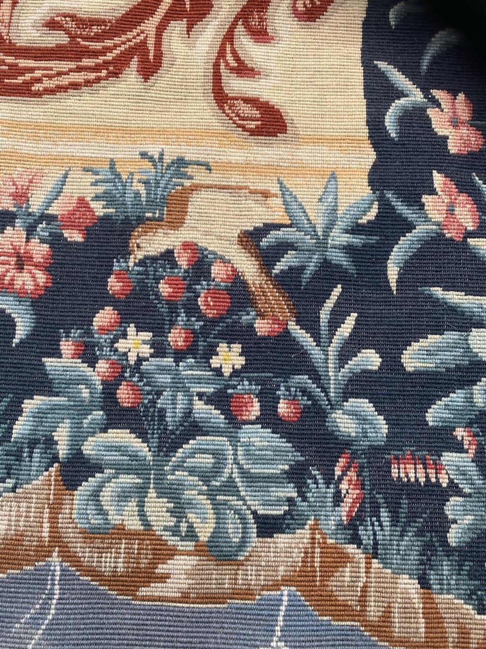 Bobyrug’s Pretty Vintage French Needlepoint Tapestry For Sale 1