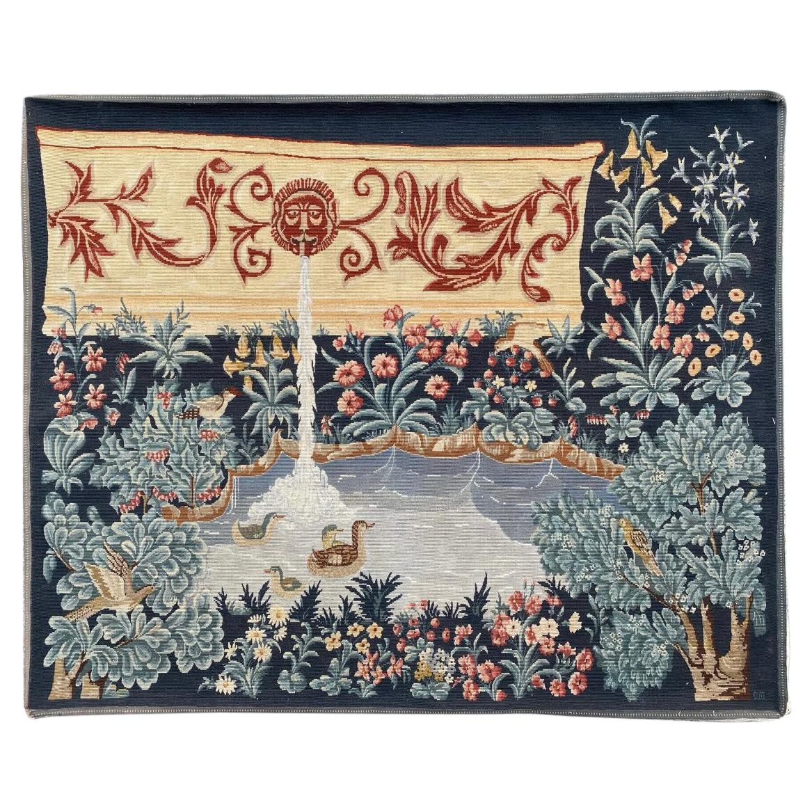 Pretty Vintage French Needlepoint Tapestry