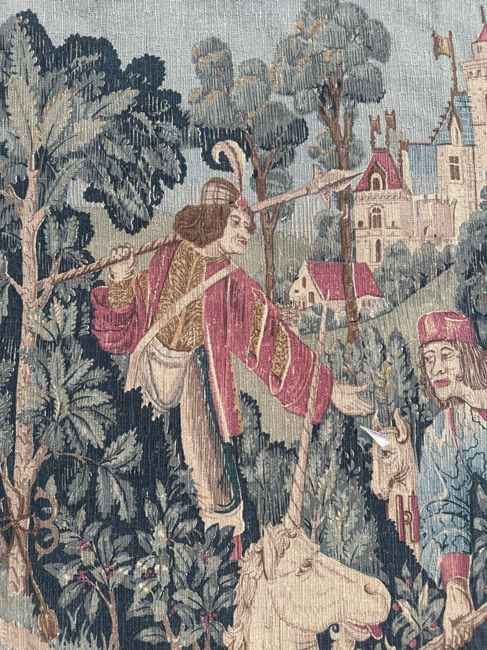 Hübsche Vintage Französisch Bildschirm gedruckt mittelalterlichen Design Wandteppich 