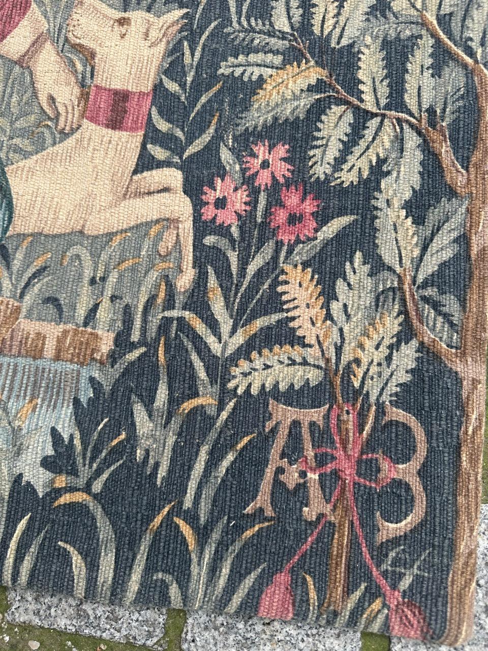 Hübsche Vintage Französisch Bildschirm gedruckt mittelalterlichen Design Wandteppich 