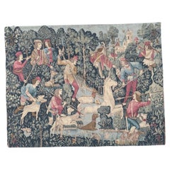 Jolie tapisserie sérigraphiée française médiévale "chasse à la licorne".