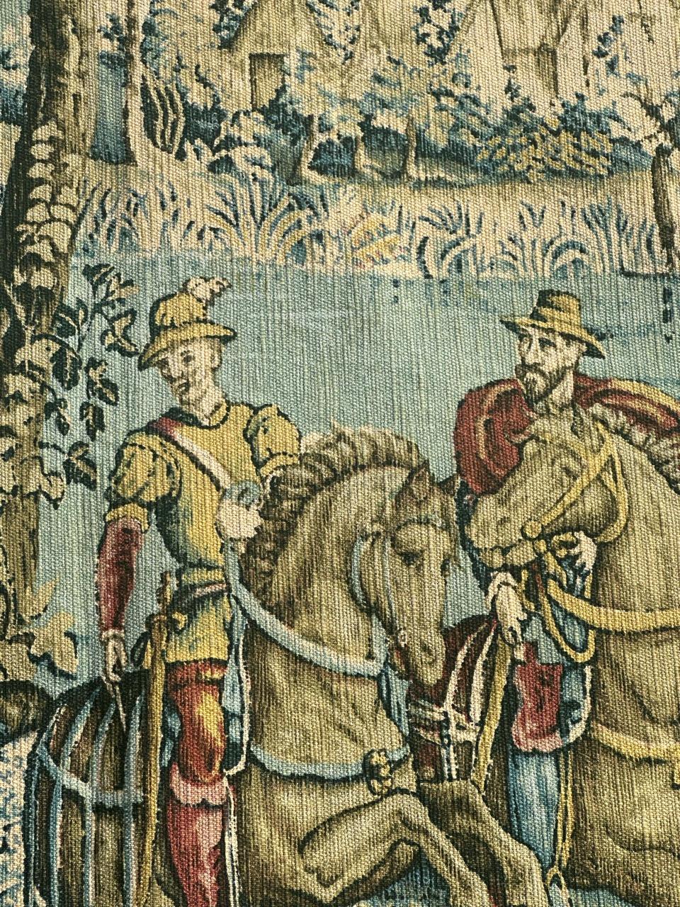 Hübscher französischer Siebdruck-Wandteppich von Hand.  