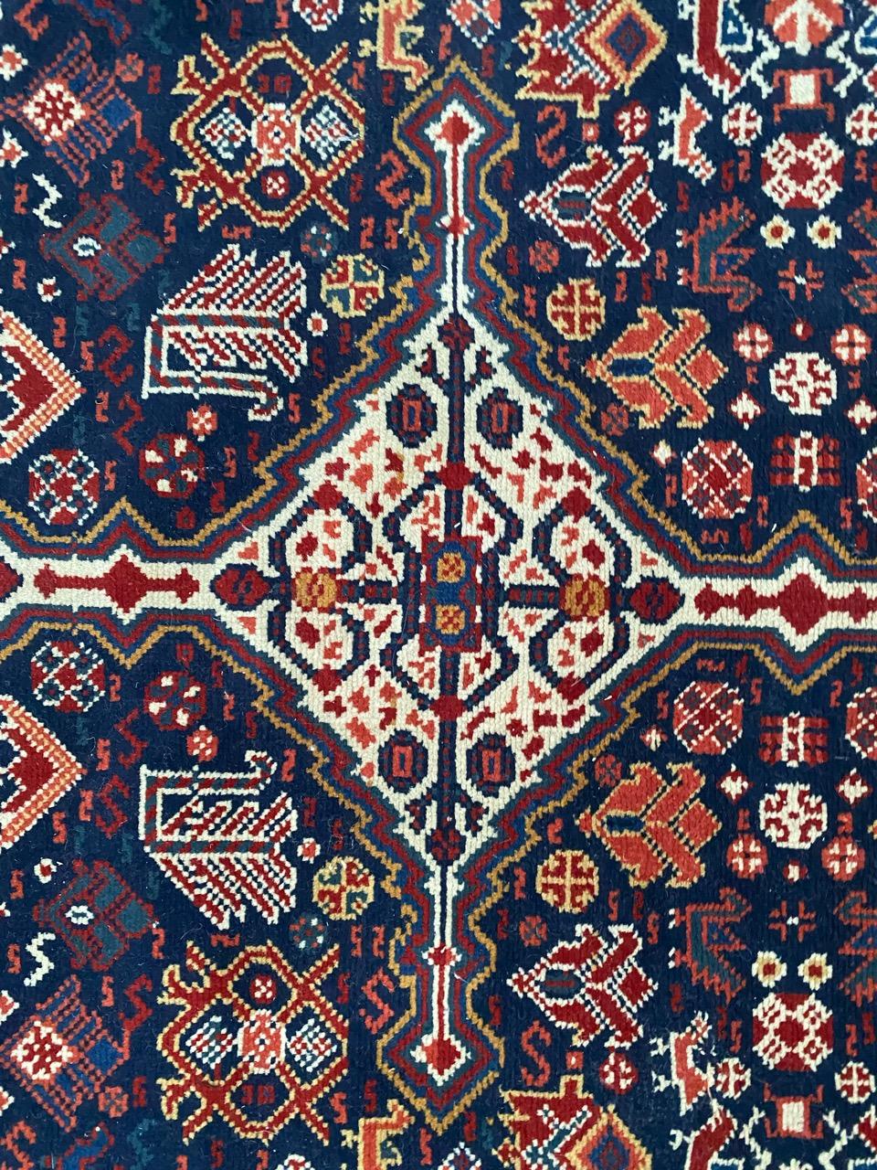 Hand-Knotted Bobyrug’s Pretty Vintage French Shiraz Style Rug For Sale