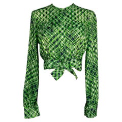 Grüne und blaue Vintage-Bluse in Grün und Blau, 1960er Jahre