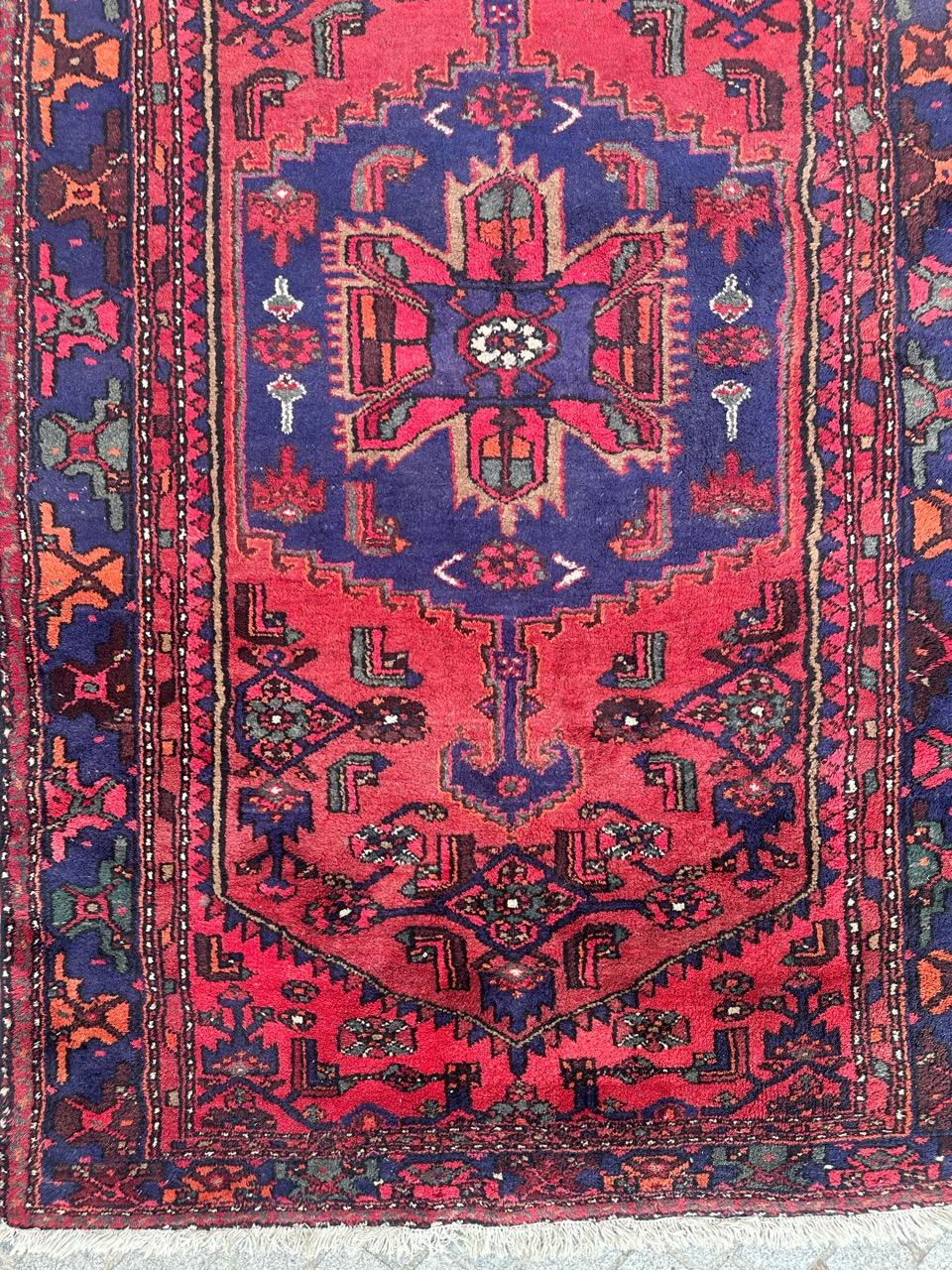 Rustic pretty vintage Hamadan rug For Sale