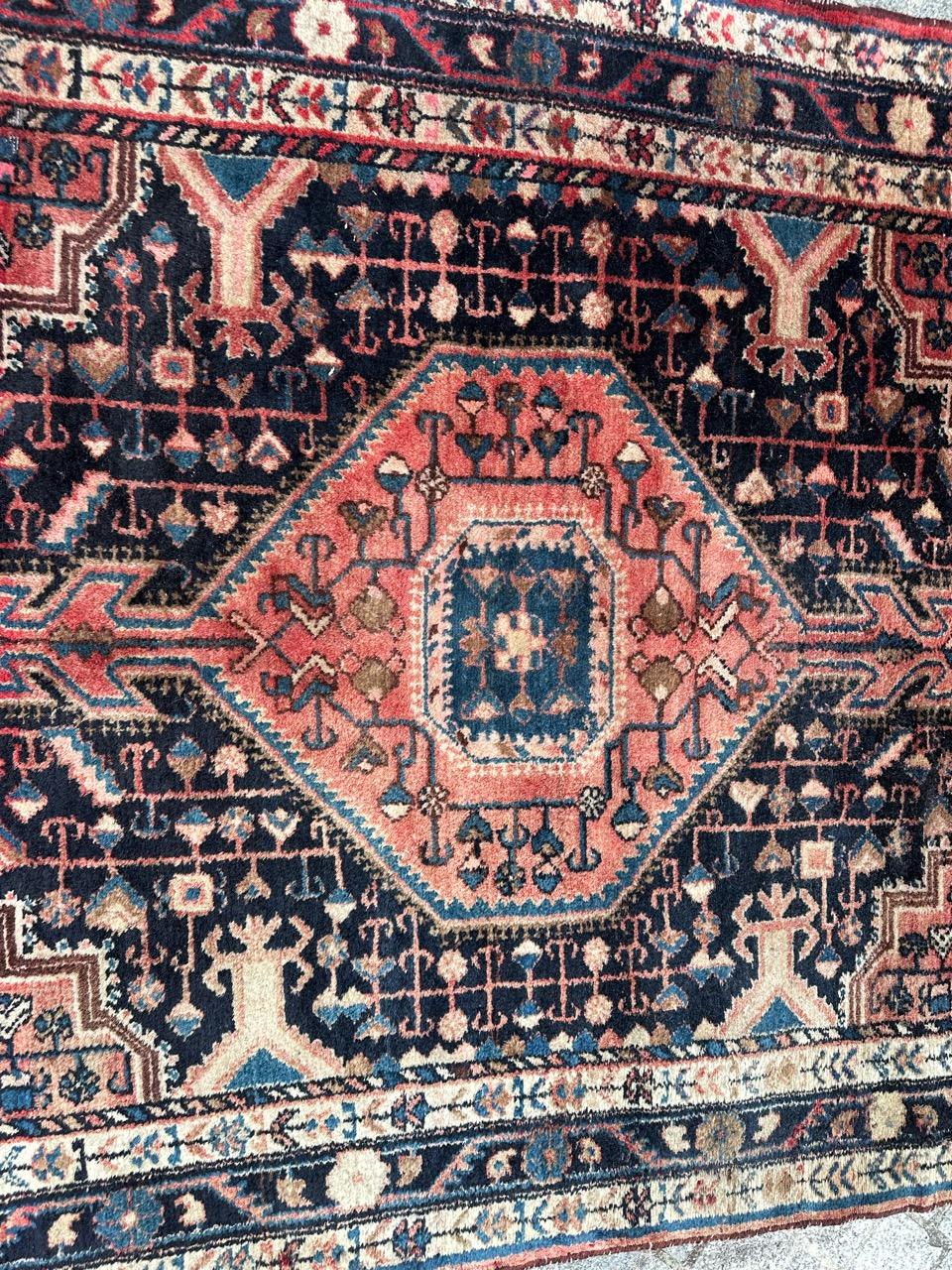 Hand-Knotted Bobyrug’s Pretty vintage Hamadan rug  For Sale