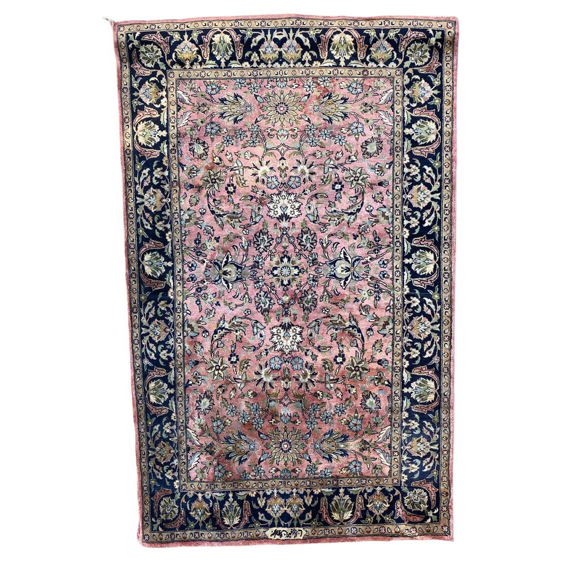 Bobyrug’s Pretty Vintage Indian Kashmir Rug For Sale