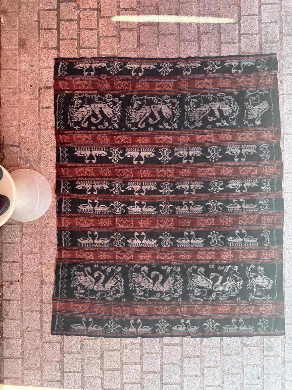 Bobyrug’s Vintage Indonesian Ikat Tapestry or Tablecloth For Sale 9